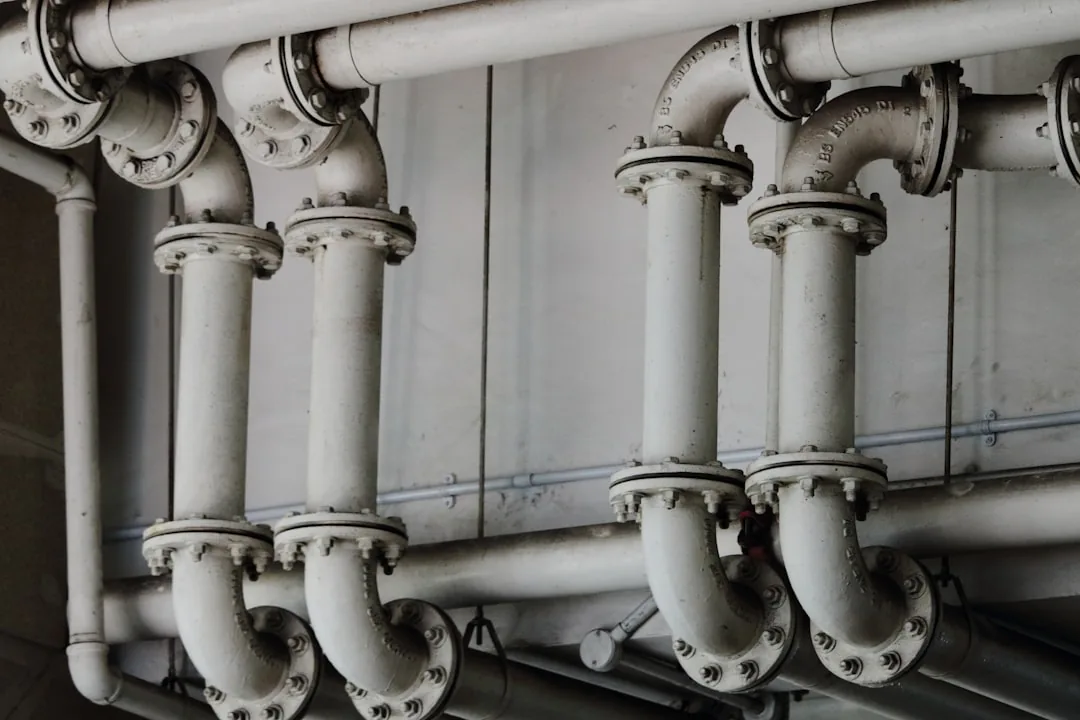 Industrial plumbing pipework installation detail